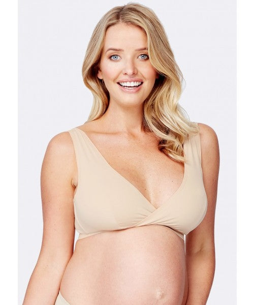 Mamaway - Antibacterial Crossover Sleeping & Nursing Bra with Cups (6569573220386)