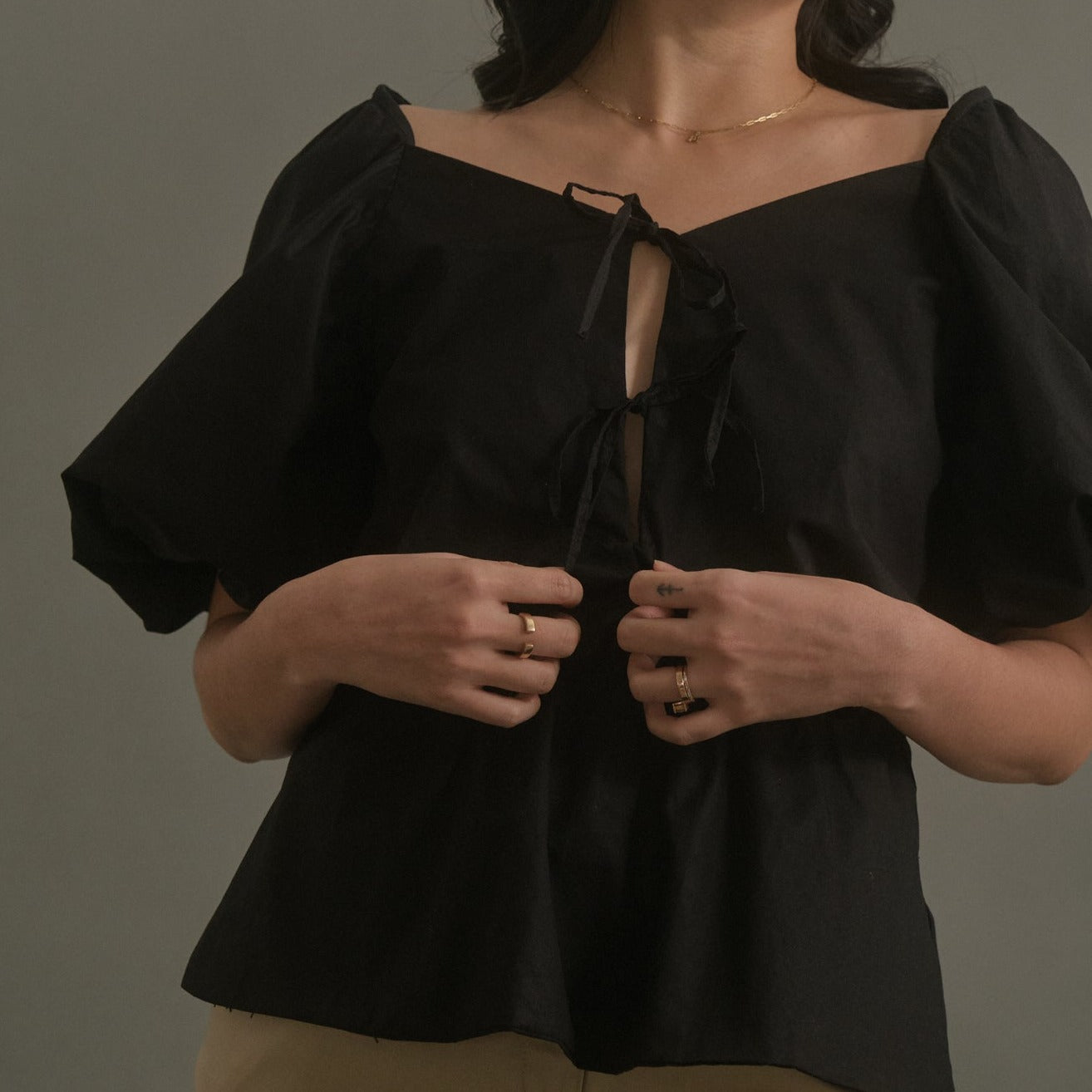 Milk Easy x Vania Romoff Blouse in Black (7165719511074)