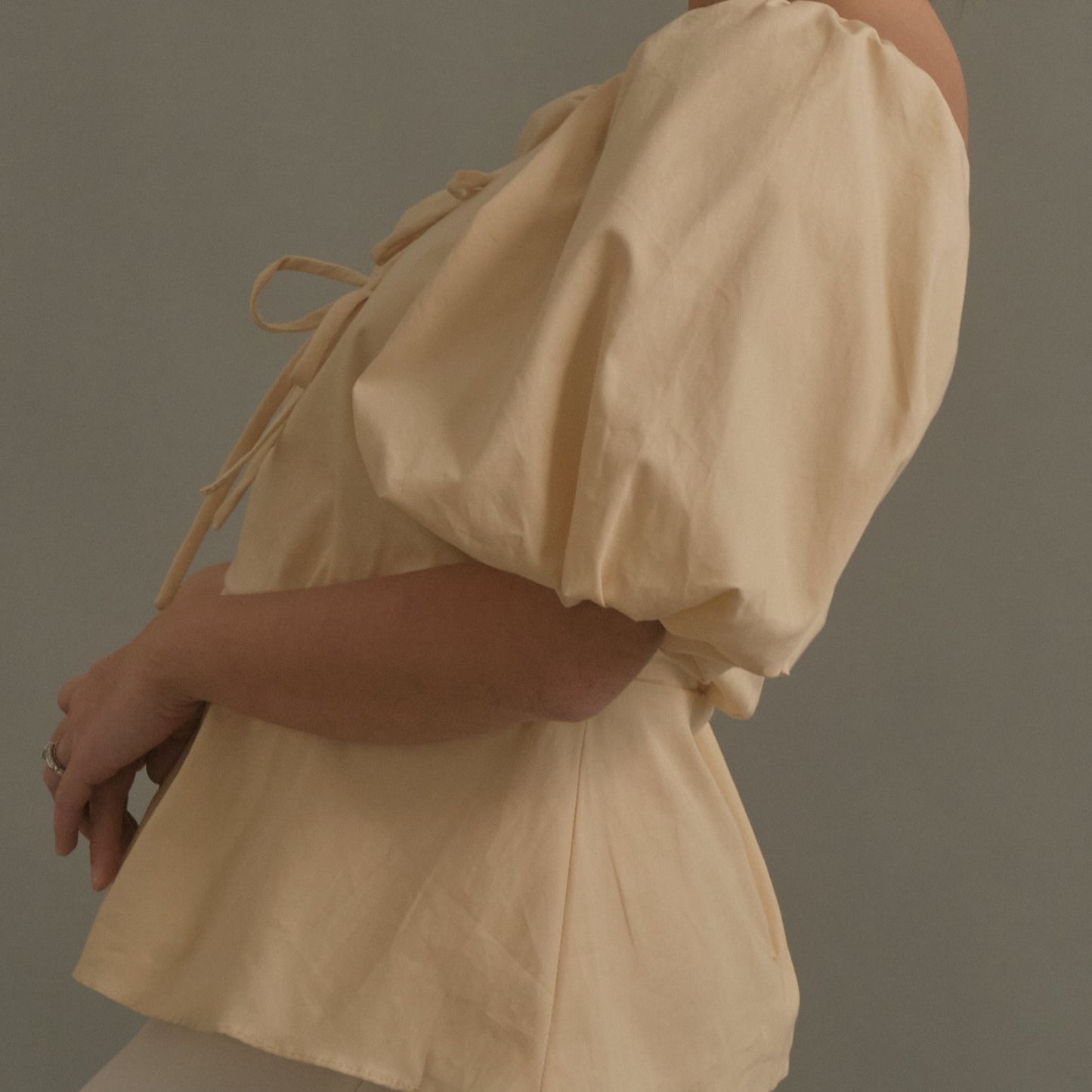 Milk Easy x Vania Romoff Blouse in Beige (7165719248930)