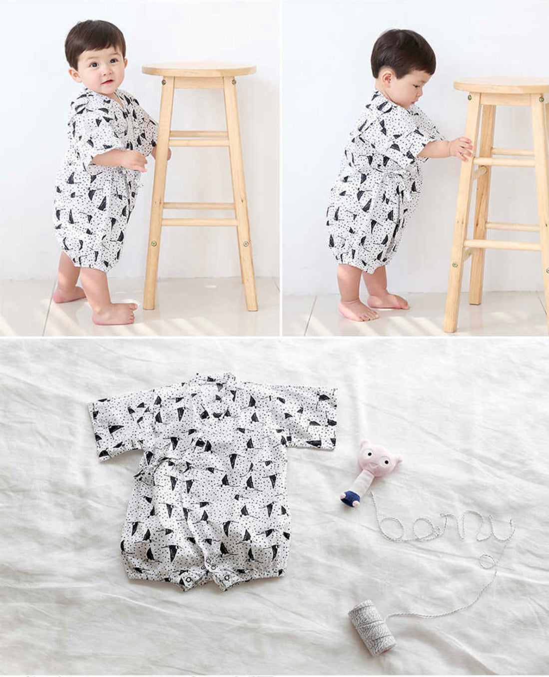 BORNY Korea - 100% Cotton Tie-Side Onesies (6794260185122)