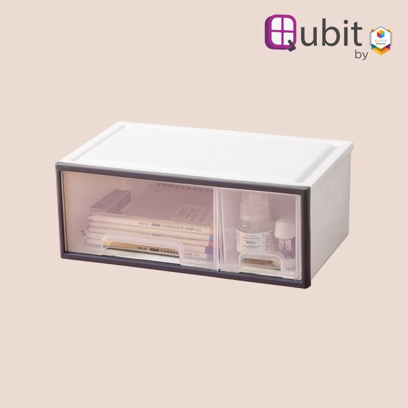 Simply Modular - Qubit Level Duo | Transparent stackable storage box cabinet organizer with drawers for home office school (4851690045474)