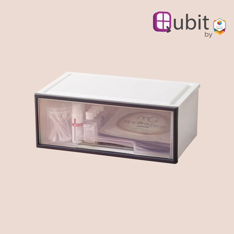 Simply Modular - Qubit Level Solo | Transparent stackable storage box cabinet organizer with drawers for home office school (4851687456802)
