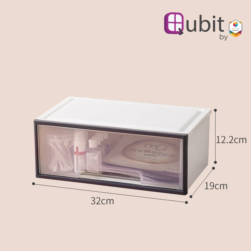 Simply Modular - Qubit Level Solo | Transparent stackable storage box cabinet organizer with drawers for home office school (4851687456802)