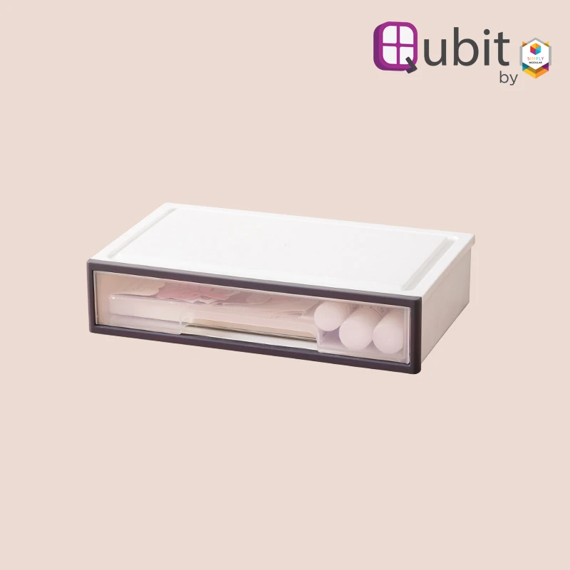 Simply Modular - Qubit Level Solo Mini | Transparent stackable storage box cabinet organizer with drawers for home office school (4851690405922)