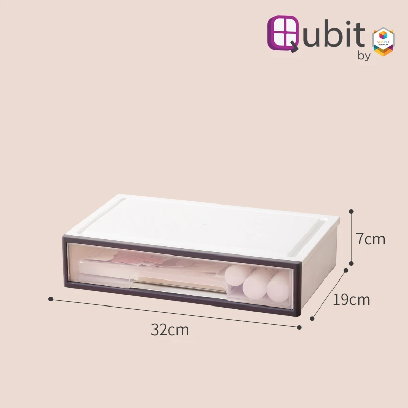 Simply Modular - Qubit Level Solo Mini | Transparent stackable storage box cabinet organizer with drawers for home office school (4851690405922)