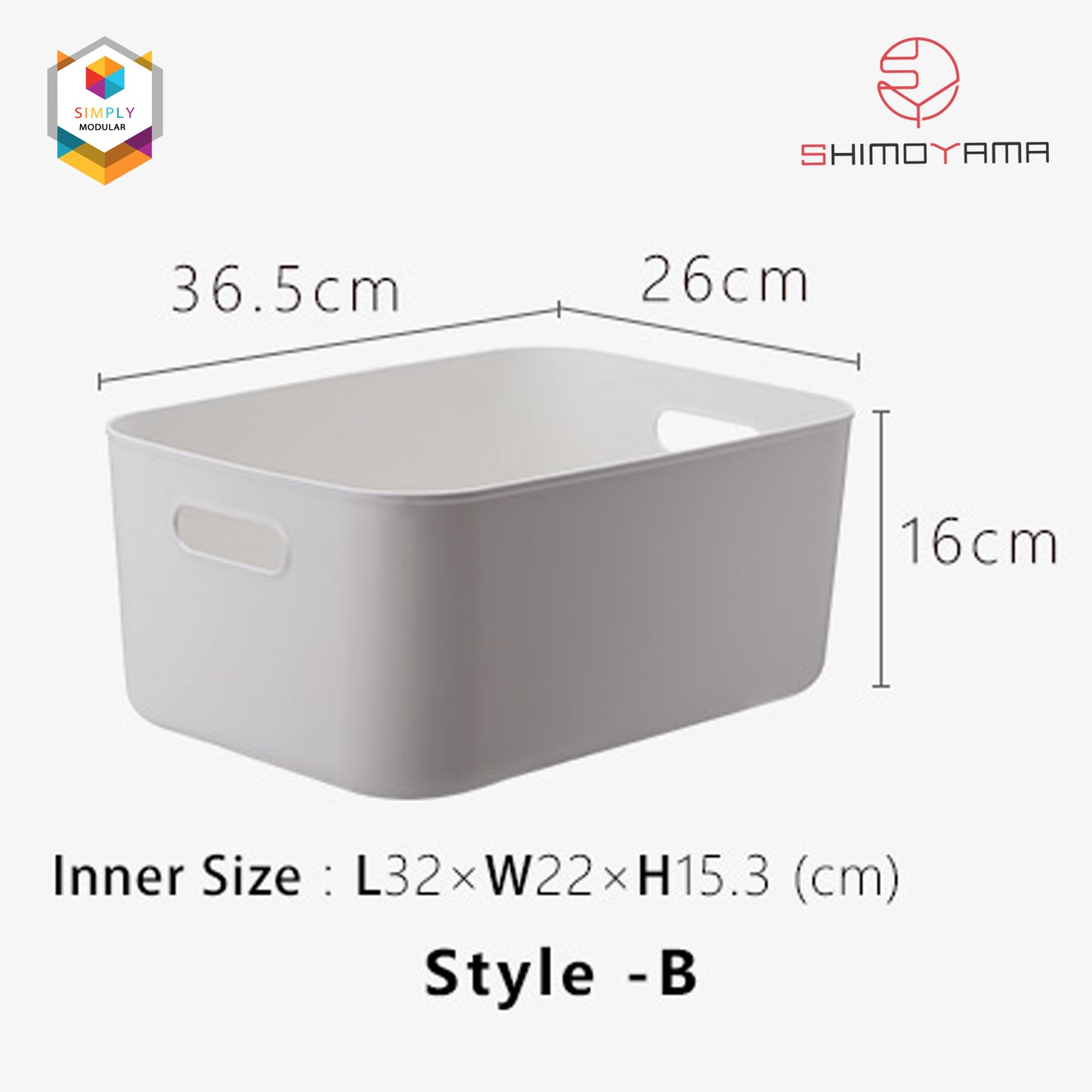 Simply Modular - Shimoyama PE Storage Box Soft Touch Big Shallow Size without lid (Gray) (4844148555810)