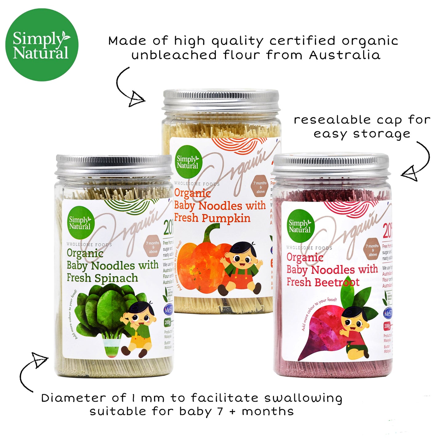 Simply Natural - Spinach Organic Baby Noodles 200g (6794273423394)