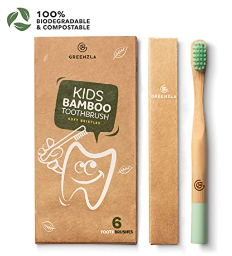 By the Bay - Greenzla Kids Bamboo Toothbrushes (6 Pack) (6589478731810)