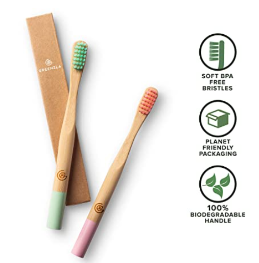 By the Bay - Greenzla Kids Bamboo Toothbrushes (6 Pack) (6589478731810)