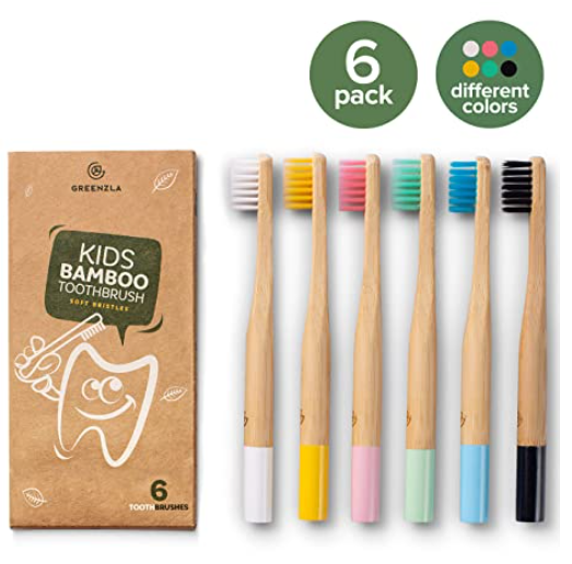 By the Bay - Greenzla Kids Bamboo Toothbrushes (6 Pack) (6589478731810)