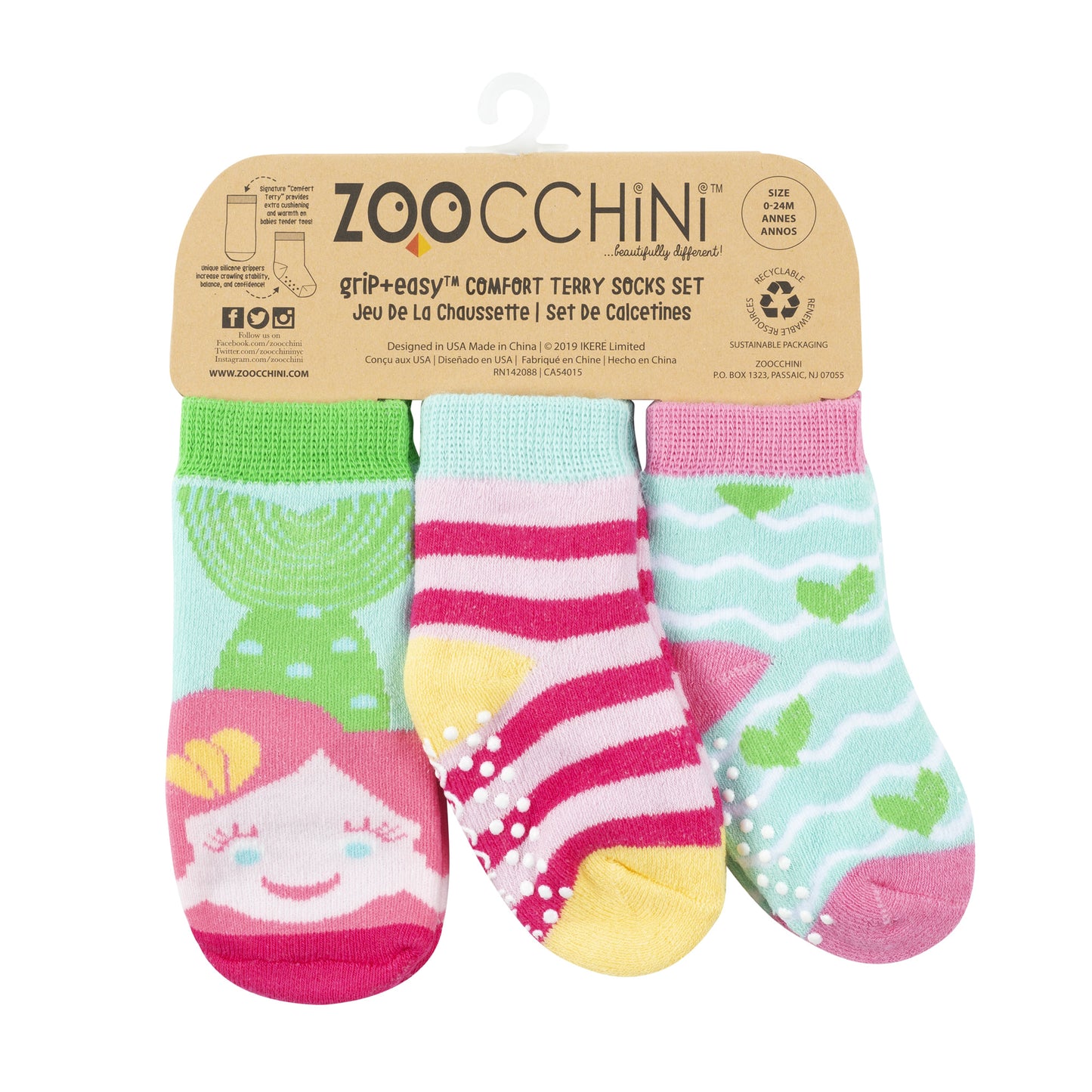 Zoocchini - Baby Safety Grip Socks (Set of 3) (4564276641826)