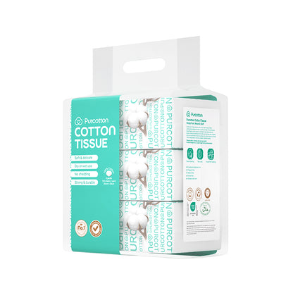 Purcotton - Cotton Tissue 100 Sheets / 3 Packs (20x20cm) (45gsm) (7975564869666)