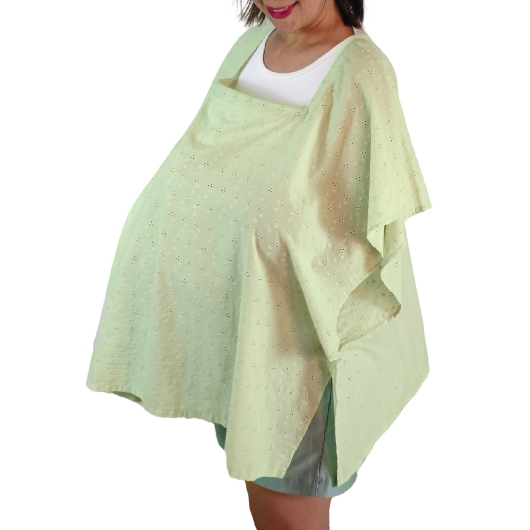 Sew Childhood Poncho Nursing Covers with Stiffener - Pistachio Eyelet (7972764024866)