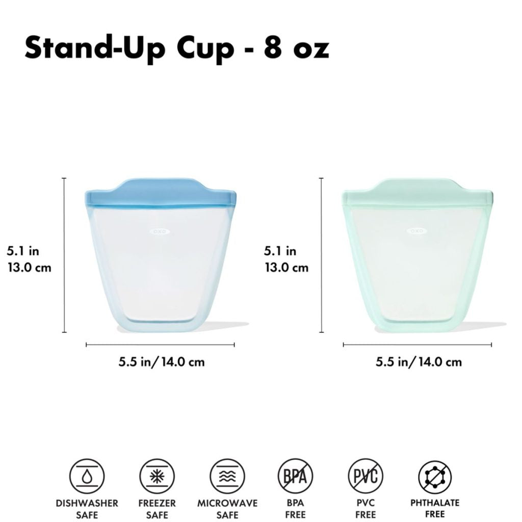 OXO Tot Silicone Reusable Bag – 2-Piece Stand-Up Cup Set – Opal & Dusk (7961570312226)