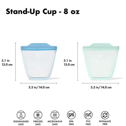 OXO Tot Silicone Reusable Bag – 2-Piece Stand-Up Cup Set – Opal & Dusk (7961570312226)