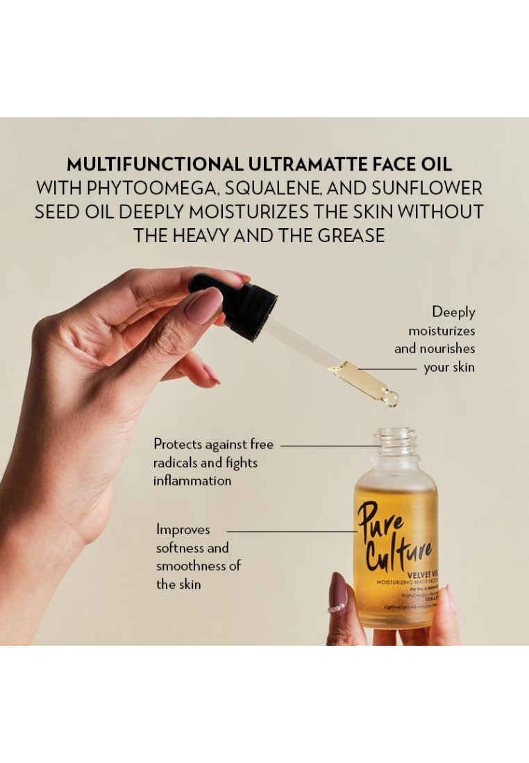 Pure Culture Velvet Veil Moisturizing Matte Face Oil | Facial Oil | Sunflower Oil | For Dull Dry Skin - 30ml (7955615744034)