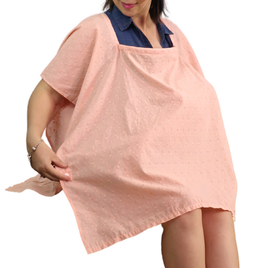Sew Childhood Poncho Nursing Covers with Stiffener - Peach Eyelet (7972763107362)