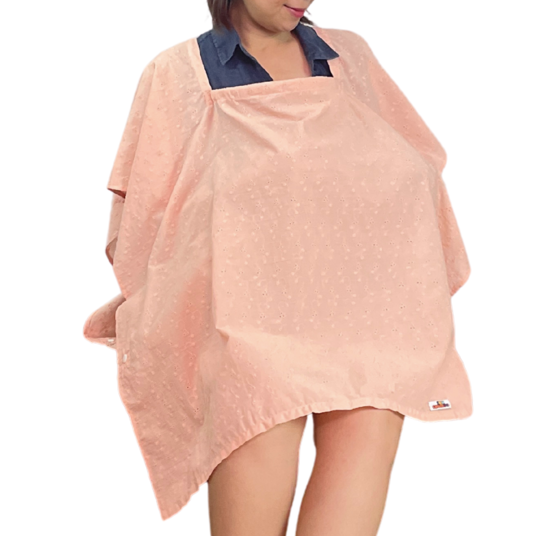 Sew Childhood Poncho Nursing Covers with Stiffener - Peach Eyelet (7972763107362)