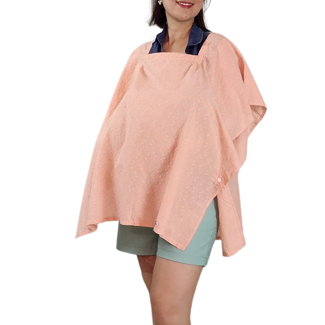 Sew Childhood Poncho Nursing Covers with Stiffener - Peach Eyelet (7972763107362)