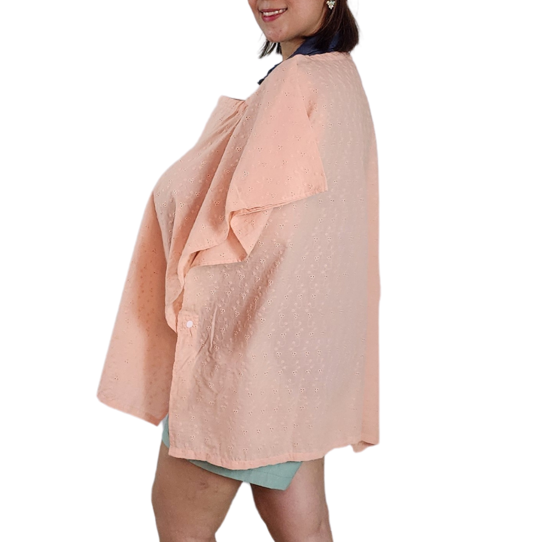 Sew Childhood Poncho Nursing Covers with Stiffener - Peach Eyelet (7972763107362)
