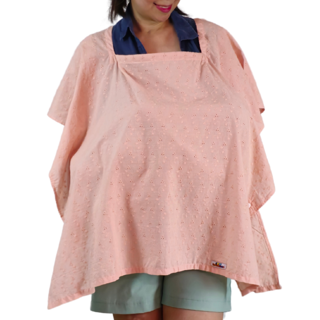 Sew Childhood Poncho Nursing Covers with Stiffener - Peach Eyelet (7972763107362)