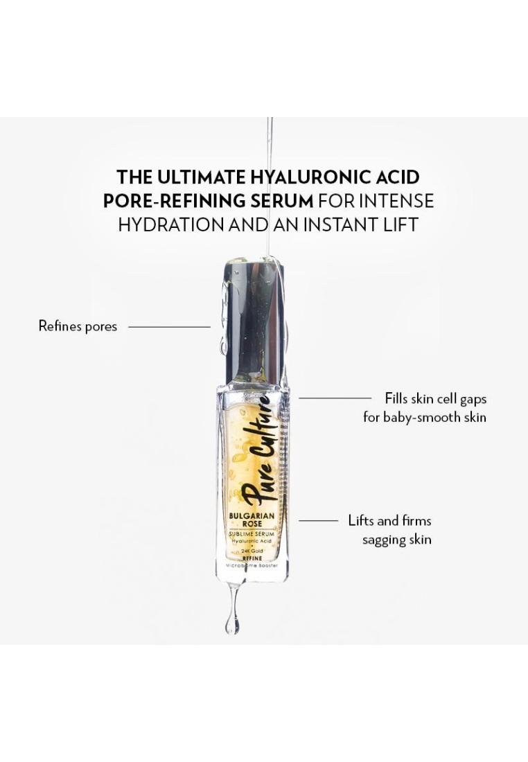 Pure Culture Bulgarian Rose Sublime Serum | Anti-aging Serum | Hyaluronic Acid + 24K Gold | For Dry Skin - 30ml (7955567673378)
