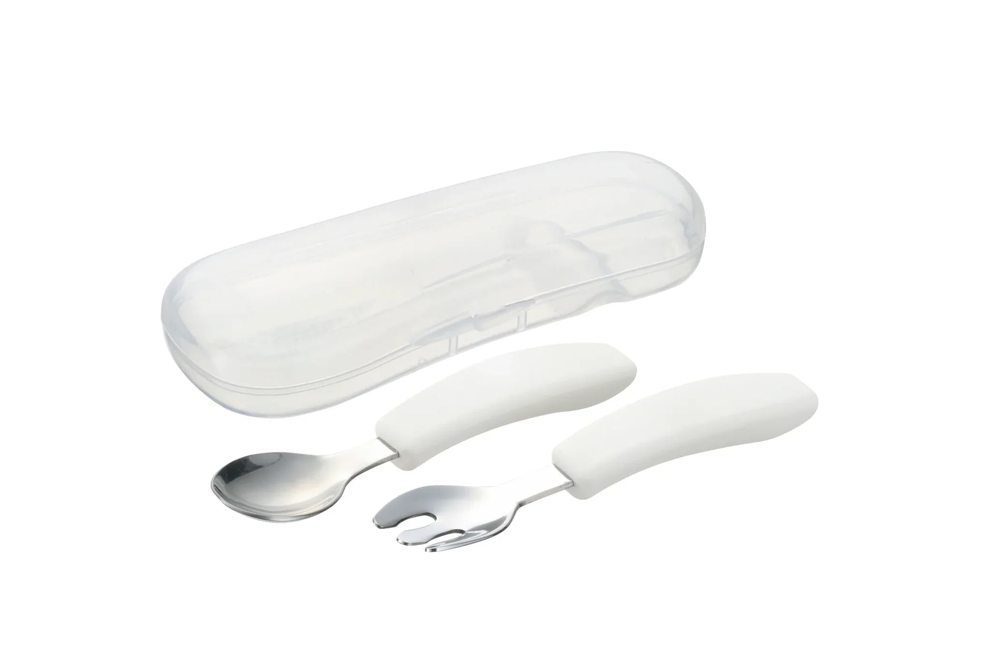 Richell TLI Stainless steel Easy-Grip Spoon&Fork w/ Case (7967034605602)