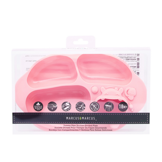 Marcus & Marcus - Yummy Dips Suction Divided Plate - Pink (7660050546722)