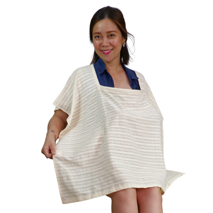 Sew Childhood Poncho Nursing Covers with Stiffener - Ivory Textured Cotton (7972770676770)