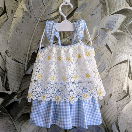 Pachi Pachi Kids - Floral Lace Doily Two-Piece Swim Dress - Blue (7975554777122)