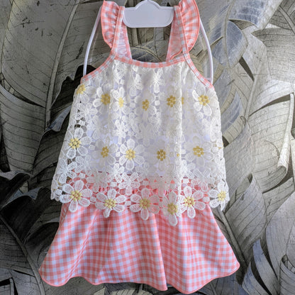 Pachi Pachi Kids - Floral Lace Doily Two-Piece Swim Dress - Pink (7975554875426)