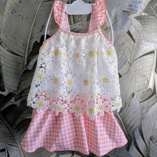 Pachi Pachi Kids - Floral Lace Doily Two-Piece Swim Dress - Pink (7975554875426)