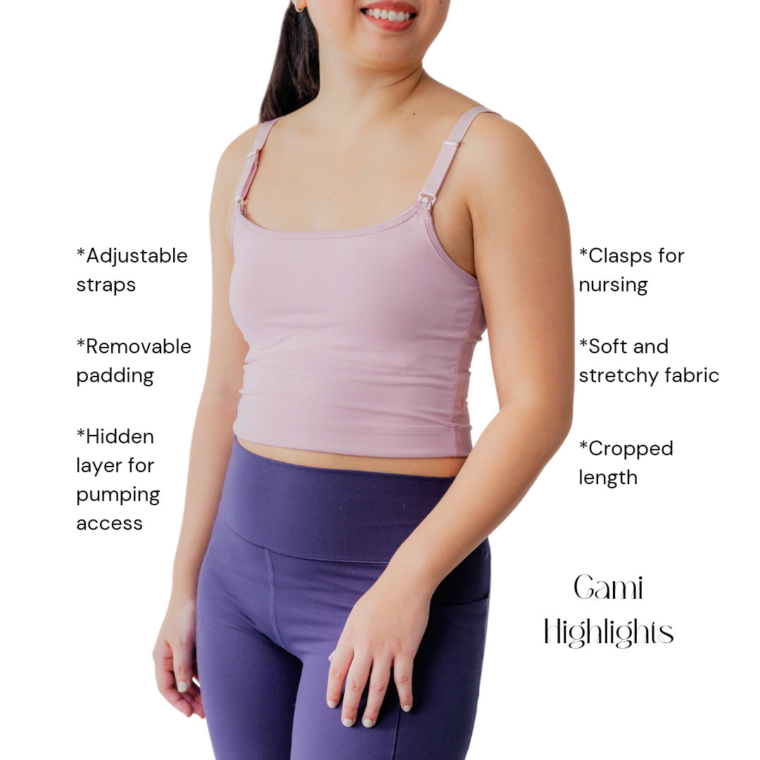 Elation - Nursing and Hands-free Pumping Cami in Blush (7965570367522)
