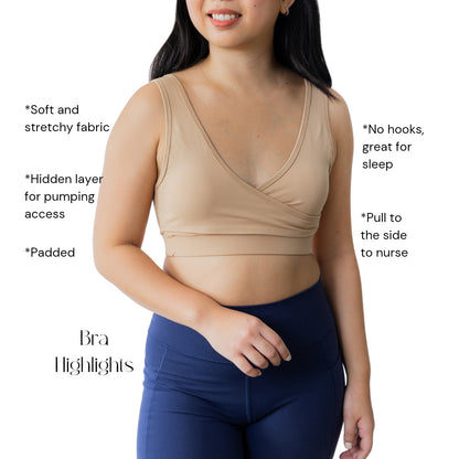 Elation - Nursing and Hands-free Pumping Bra in Caramel (7965557751842)
