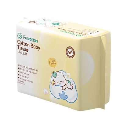Purcotton Cotton Baby Tissue 80s (7869330620450)