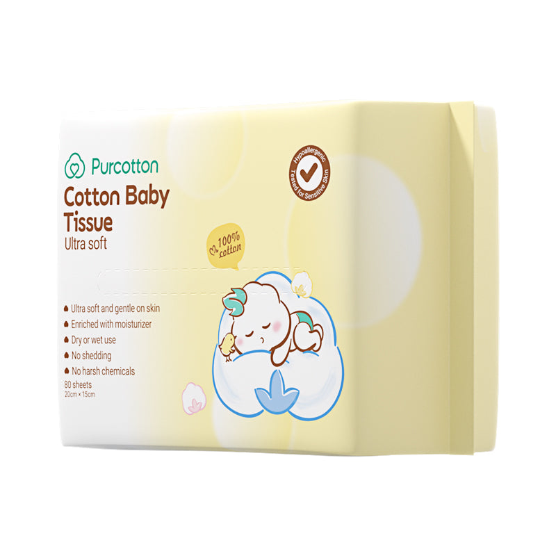 Purcotton Cotton Baby Tissue 80s (7869330620450)
