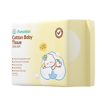 Purcotton Cotton Baby Tissue 80s (7869330620450)