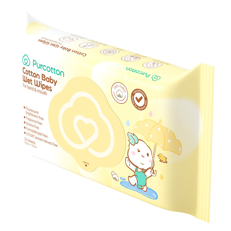 Purcotton Cotton Baby Wet Wipes 20s (7869342679074)