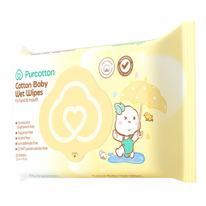 Purcotton Cotton Baby Wet Wipes 20s (7869342679074)