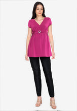Load image into Gallery viewer, Mommy Plus - Daniela Short Sleeve Maternity Blouse (7196444098594)
