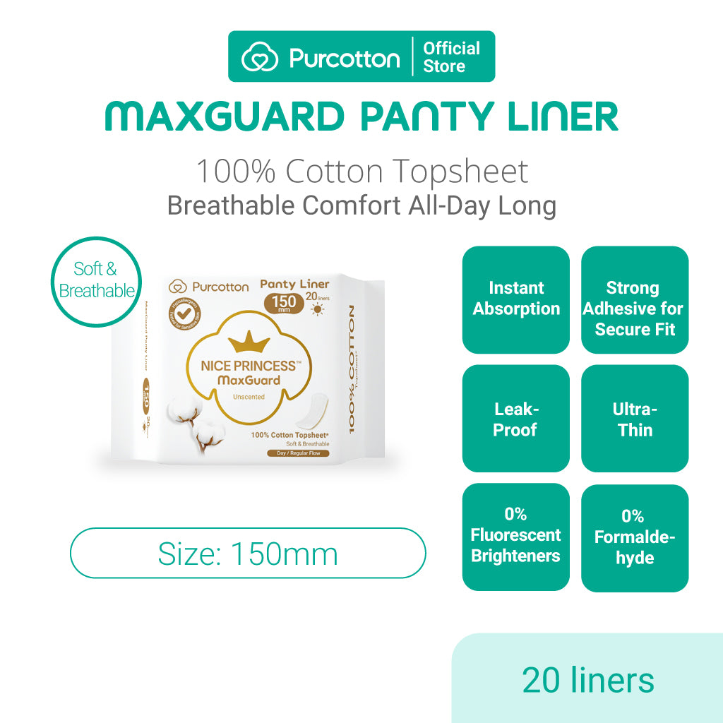 Purcotton MaxGuard Unscented Panty Liners (20pcs) (7872662798370)