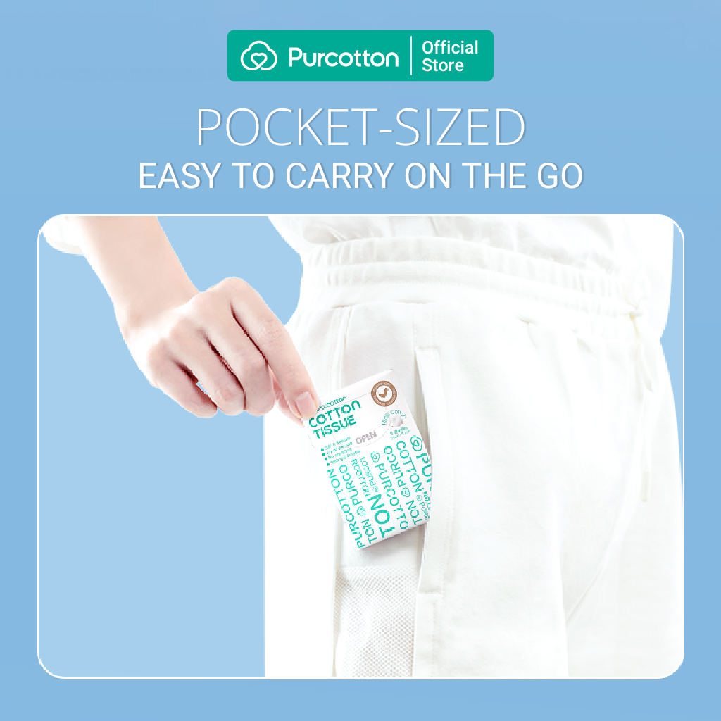 Purcotton Cotton Tissues 8s x 6 Pocket Packs (7869320626210)