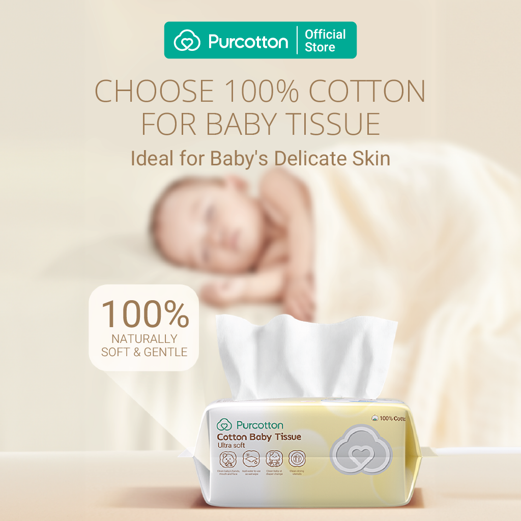 Purcotton Cotton Baby Tissue 80s (7869330620450)