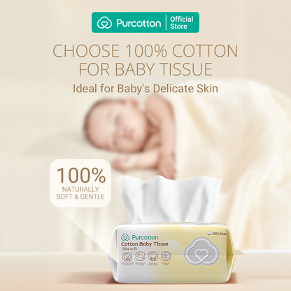 Purcotton Cotton Baby Tissue 80s (7869330620450)