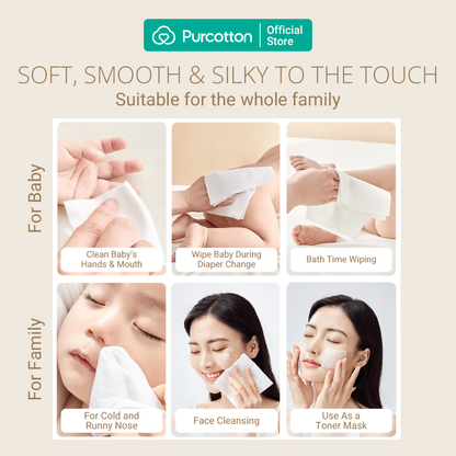 Purcotton Cotton Baby Tissue 80s (7869330620450)