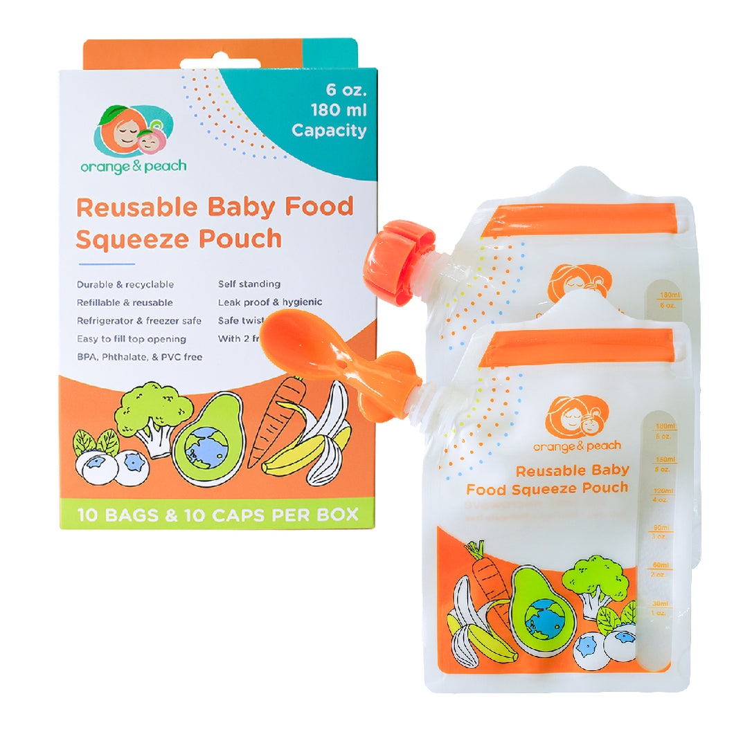 Orange and Peach - Reusable Baby Food Squeeze Pouch 10s (4604297576482)