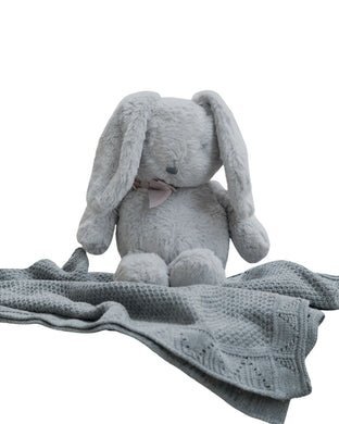 Sanggol Store - Fancy Cotton Knit Blanket & Cuddly Grey Bunny Gift Set (7019420450850)