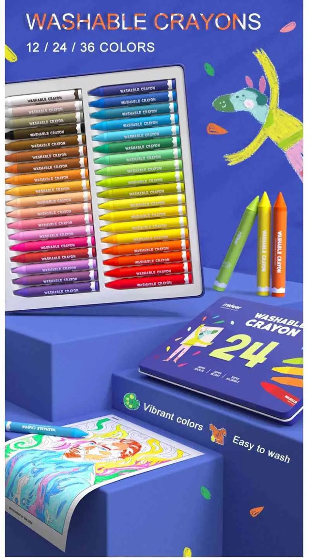 Baby Prime - Mideer Washable Crayon 24 colors (4816478568482)