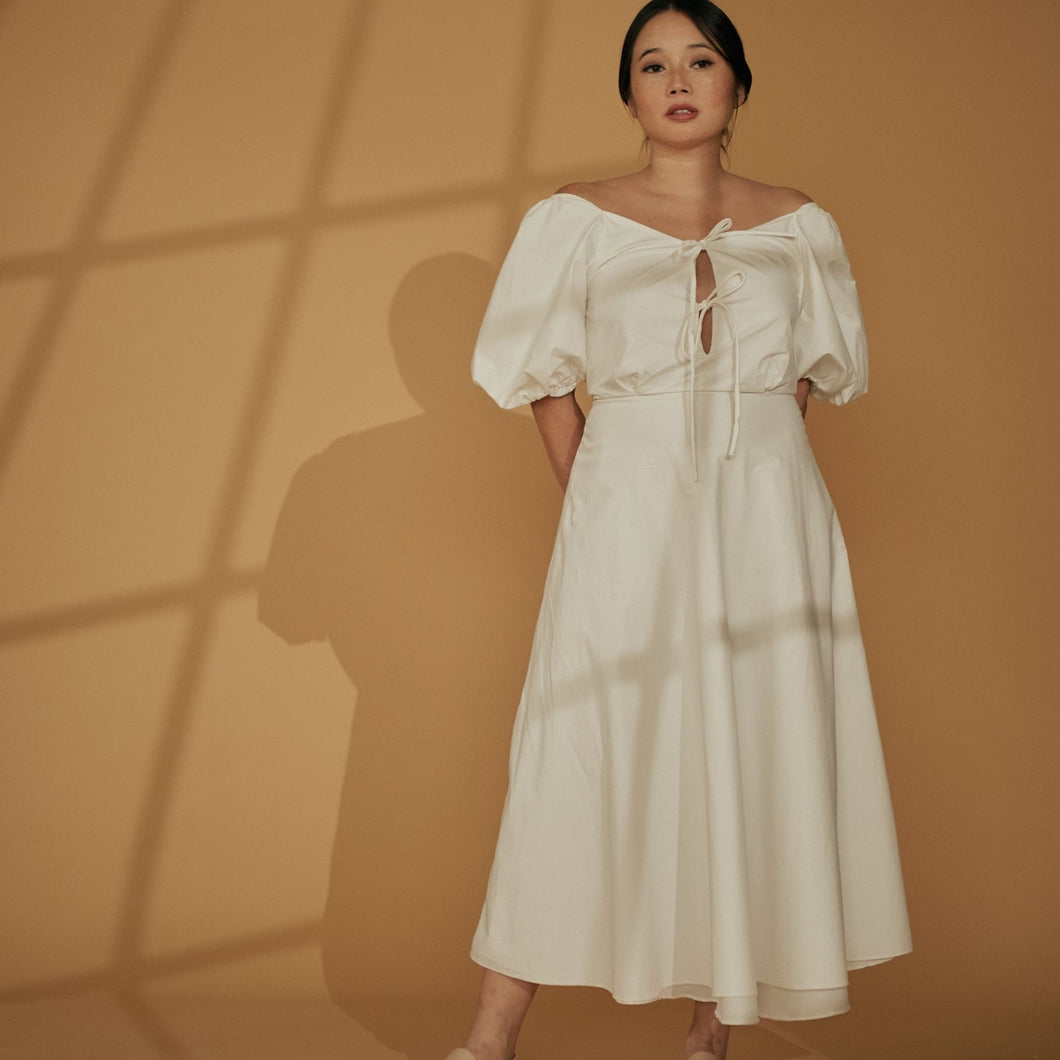Milk Easy x Vania Romoff Midi Dress in White (7165722492962)