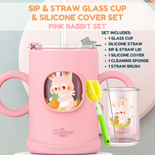 Load image into Gallery viewer, Baby Prime - Sip and Straw Glass Cup and Silicone Cover Set with FREE Extra Glass (4591968354338)
